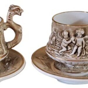 Vtg Dragon Espresso Cups Capodimonte